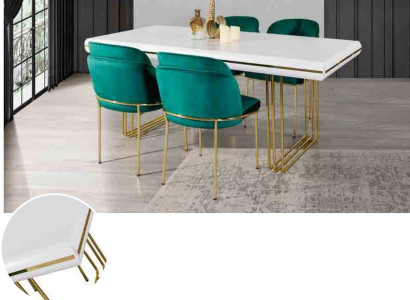 Luxury Dining table Table Dining room Tables Metal Design Kitchen Table White Gold Wood