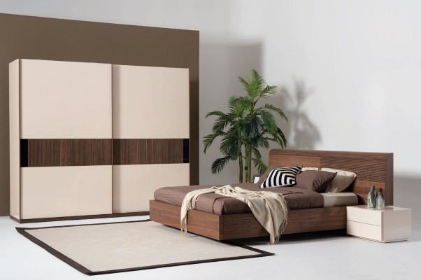 Luxury Bedroom Bed Double Beds Design Furniture 180x200 cm brown Hotel