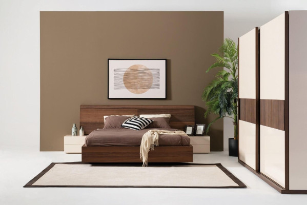 Luxury Bedroom Bed Double Beds Design Furniture 180x200 cm brown Hotel
