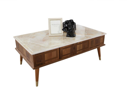 Design Coffee table Living room Stone effect Table Side table Tables 160x68cm