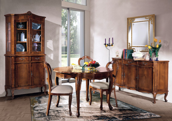Dining room set 7 pieces. Round Dining table 3x Chairs Sideboard Ess Group Wood Table new