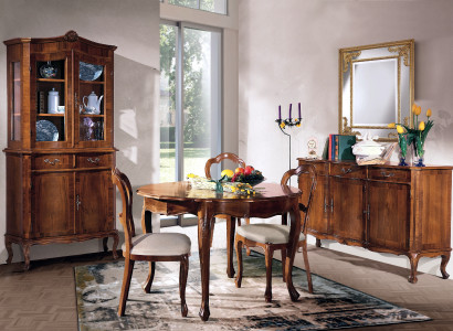 Dining room set 7 pieces. Round Dining table 3x Chairs Sideboard Ess Group Wood Table new