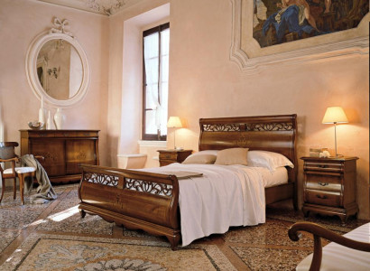 Bedroom furniture set 4 pieces. Bed 2 Bedside tables Chest of drawers Solid wood Design Furniture