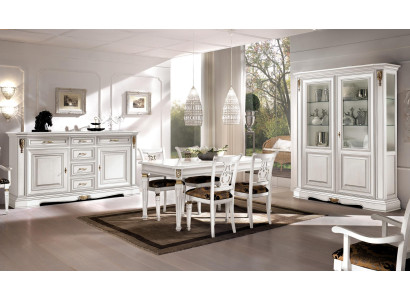 Dining room Dining table Chair Chest of drawers Display case Group Suite Wood White Set 7pcs new