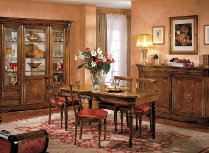 Design Dining room Set Suite 7tlg Wood Furniture Chest of drawers 4x Chair Table Display case new