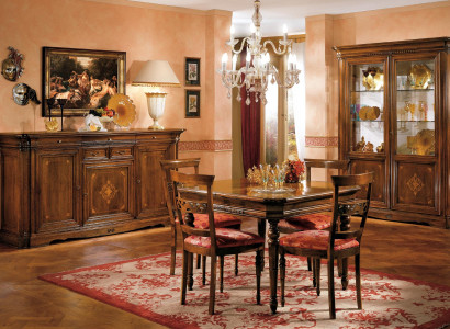 Dining room Set Dining table 4x Chair Chest of drawers Display case Suite Table Group 7tlg Furniture