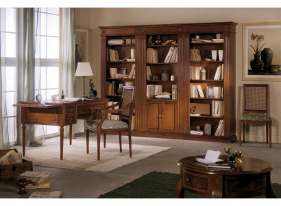 Desk and Chair from Wood with Armrests Bookshelf Office furniture Design 3pcs