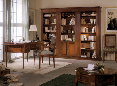 Desk and Chair from Wood with Armrests Bookshelf Office furniture Design 3pcs
