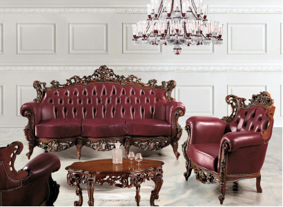 Luxury Furniture Sofa set Couch Sofa Upholstery 3 + 1 Seater Coffee table Wood 3pcs.