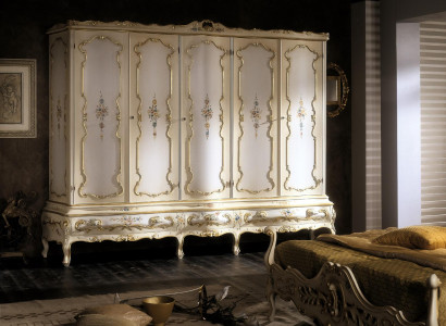 Wardrobe new multi-purpose cabinet 5 doors drawers tall cabinet Wood White