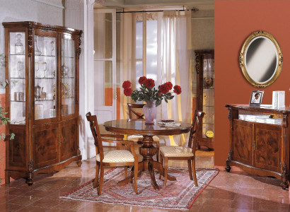 Luxury Dining room Set Suite 6tlg Wood Furniture Chest of drawers 3x Chair Table Display case new