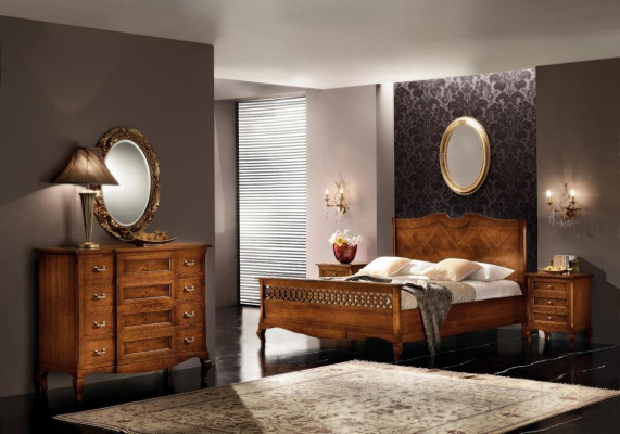 Bed Bedside table Chest of drawers 4 pcs. Bedroom Set Design Classic Luxury Beds new
