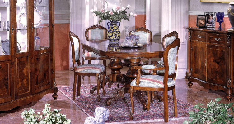 Dining room Furniture Dining table Table Group Dining Set Recliner Chair Armchair 6pcs.