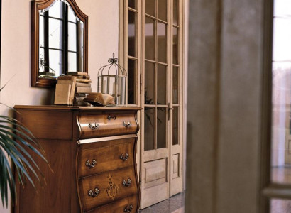 Chest of drawers Sideboard Wardrobe Wood Chests of drawers Italian Furniture Solid Mirror 2pcs