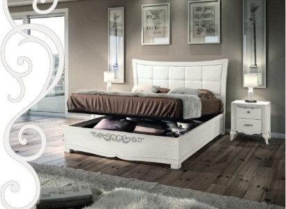 Suite Set 3pcs Bedroom Bed Bedside table Double Wood Modern Group Beds