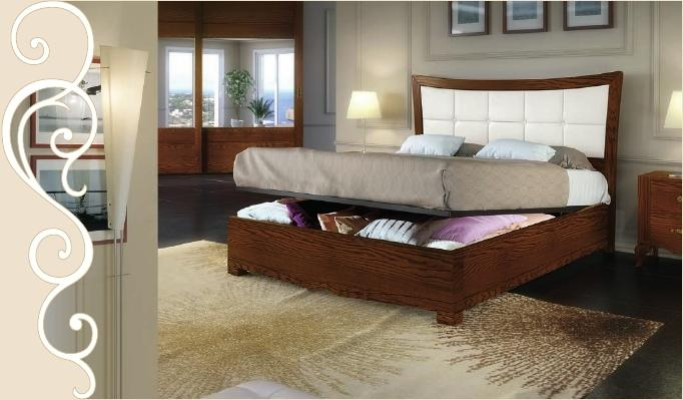 Suite Set 3pcs Bedroom Bed Bedside table Beds Group Beds Wood Furniture