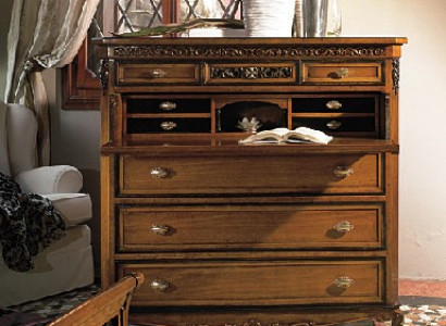Secretary Chest of drawers Solid wood Bedroom Italian Furniture Living room Brown