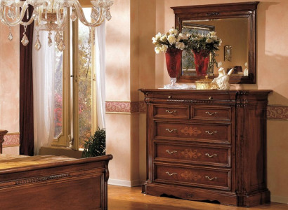 Solid wood Chest of drawers with Mirror Sideboard Chests of drawers Set Italian Furniture 2pcs.