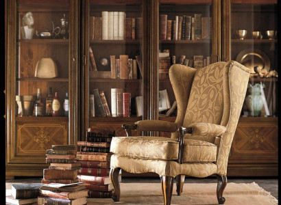 Armchair Library Reading Chair Wing Chair Sofa Upholstery Italian Furniture Luxury