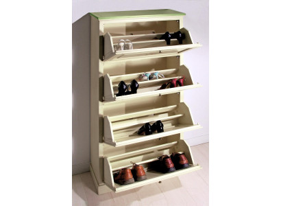Shoe cabinet 4 compartment Chest of drawers Wood Solid Furniture Shoe tipper Shoe rack Shelf new
