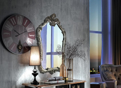 Mirror Classic r Wall mirror Wood Design Silver Living room Italy Furniture