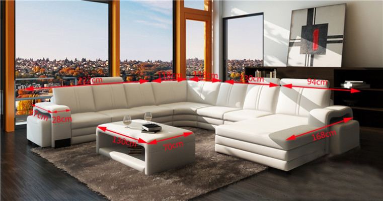 Large Living landscape sofa Upholstery Corner suite + Stool couch Table Complete set