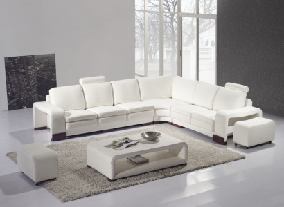 Designer Sofa Couch Corner sofa with Stool Upholstery Suite Living landscape