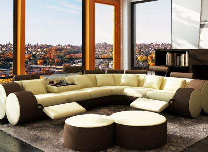 Corner sofa Sofa Leather Couch - Designer Couch Set Seat Upholstery Living landscape