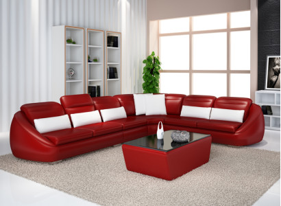 Designer Sofa Couch Corner sofa with Stool Living landscape Suite Upholstery