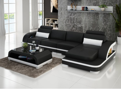 Leather sofa L-shape Couch Living landscape Corner sofa Decor Suite Design Modern