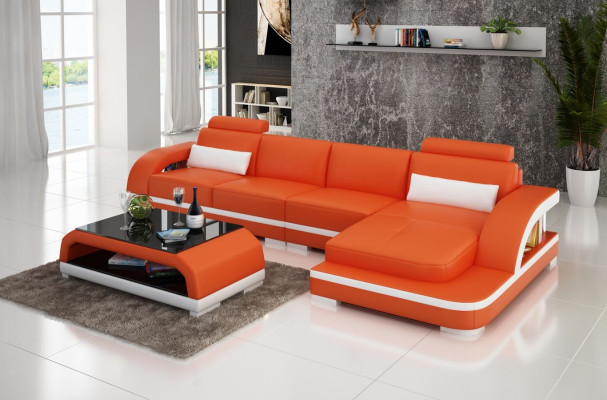 Leather sofa L-shape Couch Living landscape Corner sofa Decor Suite Design Modern