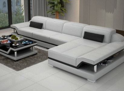 Design Corner sofa L-shape Couch Leather Sofas White Living landscape Couches