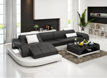 Corner sofa Leather Sofa Couch Upholstery Corner Seat Living landscape Suite L-shape