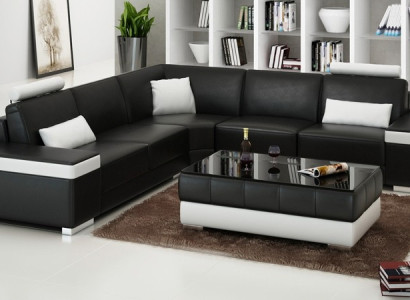Leather sofa Furniture L-shape Couch Living landscape Corner sofa Suite Design