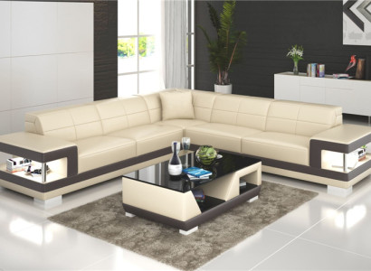 Leather sofa L-shape Couch Living landscape Corner sofa Suite Design Sofa