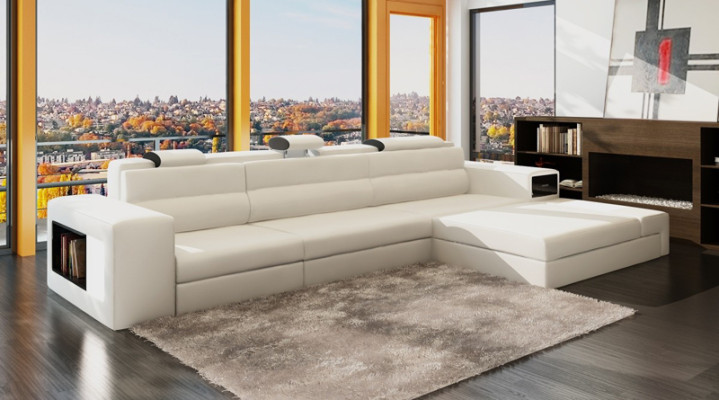 Designer Sofa Couch Suite Corner sofa with Stool Living landscape Upholstery