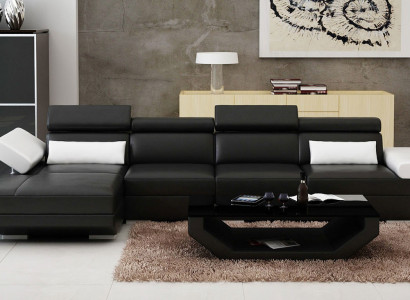 Leather sofa L-shape Couch Living landscape Corner sofa Suite Design Modern