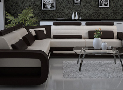Corner sofa Upholstery Couch Leather Corner sofa Living landscape L-shape upholstery set