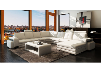 Living room Seat Suite Sofa Upholstery Set Living landscape Sofa + 2x Stool