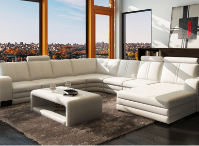 Living room Seat Suite Sofa Upholstery Set Living landscape Sofa + 2x Stool