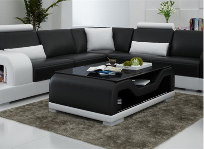 Black coffee table glass table sofa side modern table upholstered