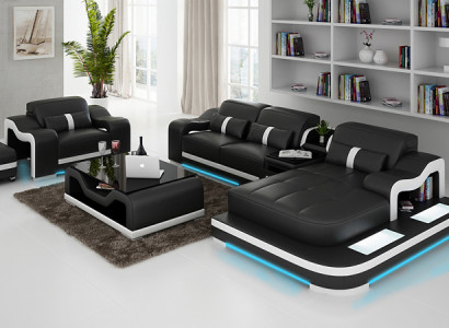 Complete Set Suite Corner sofa Couch Corner suite + Table + USB Corner sofa