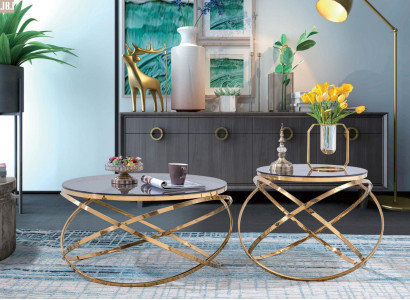 Side Couch Table Round Tables Round Sofa Metal Faux Marble Designer Luxury