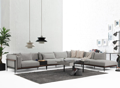Corner sofa L-shape Sofa Gray Modern Fabric Design Living room Polyester XXL