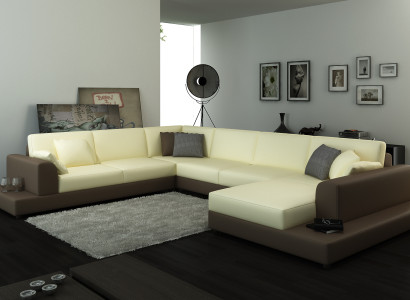 Living landscape Living room Corner sofa Leather Sofa Couch Upholstery Seat
