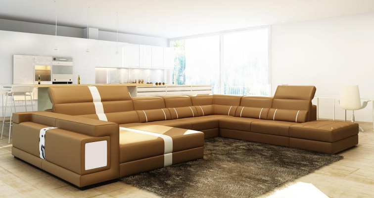 Luxury Living landscape Corner sofa Sofa Couch Upholstery Leather Seat U-shape