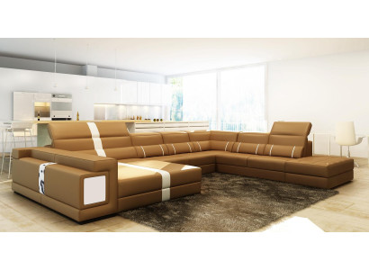 Luxury Living landscape Corner sofa Sofa Couch Upholstery Leather Seat U-shape