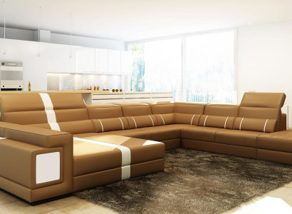 Luxury Living landscape Corner sofa Sofa Couch Upholstery Leather Seat U-shape