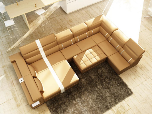 Luxury Living landscape Corner sofa Sofa Couch Upholstery Leather Seat U-shape