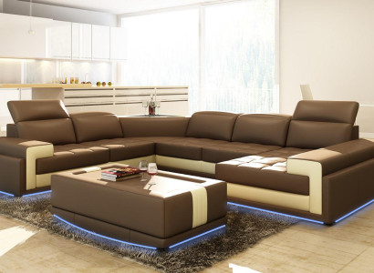 Leather sofa Couch Living landscape Corner sofa Modern Corner Suite Design Decor